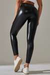 LC265429-P2-S, LC265429-P2-M, LC265429-P2-L, LC265429-P2-XL, Black High Waist Faux Leather Elastic Yoga Leggings