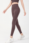 LC265431-P5017-S, LC265431-P5017-M, LC265431-P5017-L, LC265431-P5017-XL, Dark Brown High Waist Tummy Control Pocketed Active Leggings