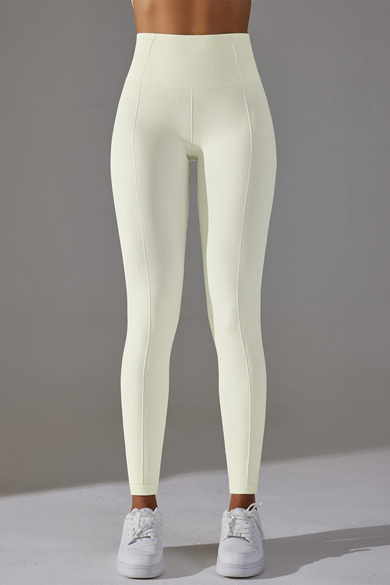 LC265434-P1-S, LC265434-P1-M, LC265434-P1-L, White Active High Waist Solid Yoga Pants