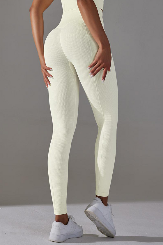 LC265434-P1-S, LC265434-P1-M, LC265434-P1-L, White Active High Waist Solid Yoga Pants