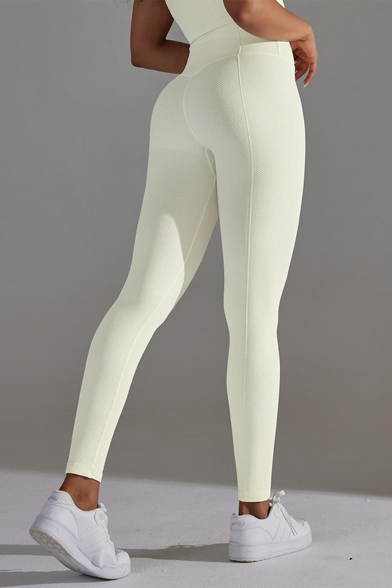 LC265434-P1-S, LC265434-P1-M, LC265434-P1-L, White Active High Waist Solid Yoga Pants