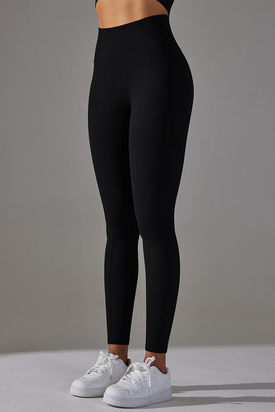 LC265434-P2-S, LC265434-P2-M, LC265434-P2-L, Black Active High Waist Solid Yoga Pants
