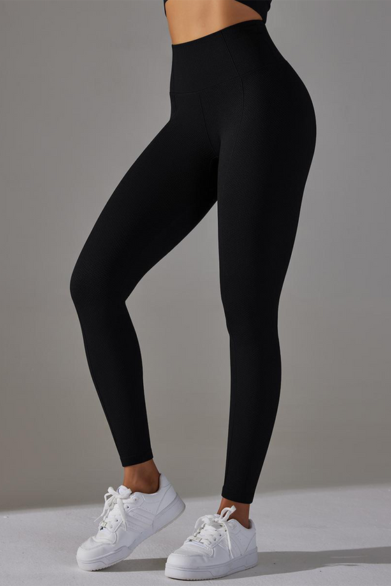 LC265434-P2-S, LC265434-P2-M, LC265434-P2-L, Black Active High Waist Solid Yoga Pants