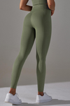 LC265434-P1609-S, LC265434-P1609-M, LC265434-P1609-L, Moss Green Active High Waist Solid Yoga Pants