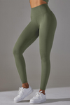 LC265434-P1609-S, LC265434-P1609-M, LC265434-P1609-L, Moss Green Active High Waist Solid Yoga Pants