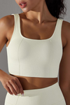 LC264623-P1-S, LC264623-P1-M, LC264623-P1-L, White Wide Strap Low Back Cut Cropped Active Bra