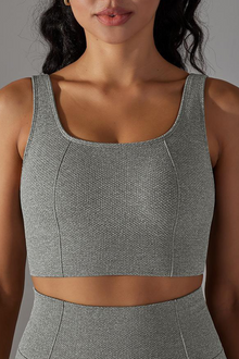  LC264623-P2011-S, LC264623-P2011-M, LC264623-P2011-L, Dark Grey Wide Strap Low Back Cut Cropped Active Bra