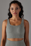 LC264623-P2011-S, LC264623-P2011-M, LC264623-P2011-L, Dark Grey Wide Strap Low Back Cut Cropped Active Bra