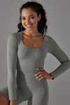 LC264624-P2011-S, LC264624-P2011-M, LC264624-P2011-L, Dark Grey Cropped Yoga Long-sleeved Top