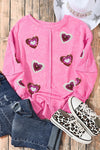 PACK25317060-6-1, Rose Sequin Heart Shaped Exposed Seam Pullover Sweatshirt