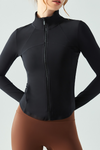 LC264626-P2-S, LC264626-P2-M, LC264626-P2-L, LC264626-P2-XL, Black Active Zipper Long Sleeve Yoga Jacket