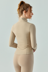 LC264626-P18-S, LC264626-P18-M, LC264626-P18-L, LC264626-P18-XL, Apricot Active Zipper Long Sleeve Yoga Jacket