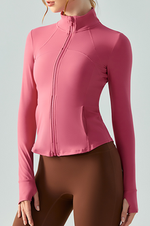  LC264626-P303-S, LC264626-P303-M, LC264626-P303-L, LC264626-P303-XL, Mineral Red Active Zipper Long Sleeve Yoga Jacket