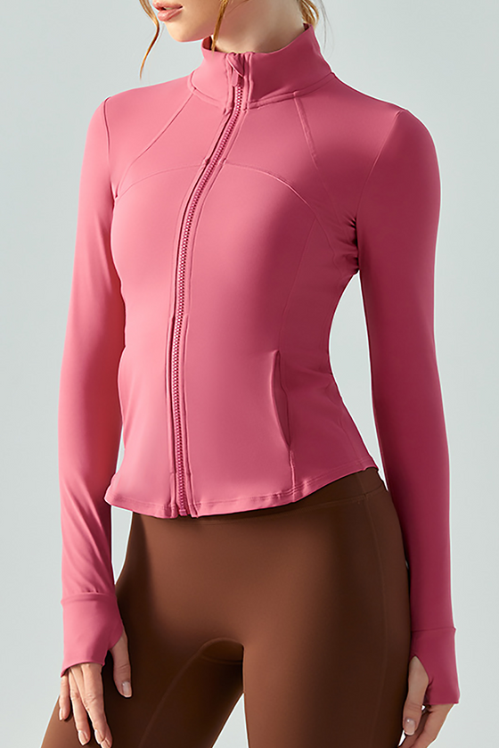 LC264626-P303-S, LC264626-P303-M, LC264626-P303-L, LC264626-P303-XL, Mineral Red Active Zipper Long Sleeve Yoga Jacket