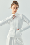 LC264627-P1-S, LC264627-P1-M, LC264627-P1-L, LC264627-P1-XL, White Active Solid Zipper Yoga Coat