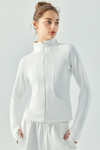 LC264627-P1-S, LC264627-P1-M, LC264627-P1-L, LC264627-P1-XL, White Active Solid Zipper Yoga Coat