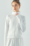 LC264627-P1-S, LC264627-P1-M, LC264627-P1-L, LC264627-P1-XL, White Active Solid Zipper Yoga Coat