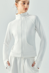 LC264627-P1-S, LC264627-P1-M, LC264627-P1-L, LC264627-P1-XL, White Active Solid Zipper Yoga Coat