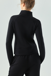 LC264627-P2-S, LC264627-P2-M, LC264627-P2-L, LC264627-P2-XL, Black Active Solid Zipper Yoga Coat