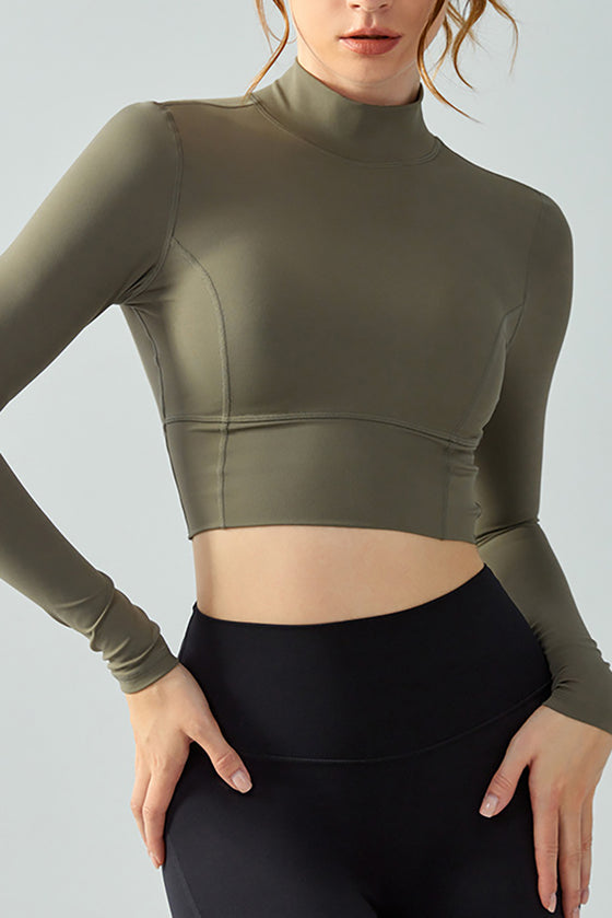 LC264628-P1609-S, LC264628-P1609-M, LC264628-P1609-L, LC264628-P1609-XL, Moss Green Cut-out Daily Active Yoga Top