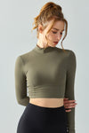 LC264628-P1609-S, LC264628-P1609-M, LC264628-P1609-L, LC264628-P1609-XL, Moss Green Cut-out Daily Active Yoga Top