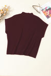 PACK2724250-P303-1, Mineral Red Patch Pocket Ribbed Knit Short Sleeve Sweater