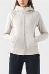 LC264635-P1-S, LC264635-P1-M, LC264635-P1-L, LC264635-P1-XL, White Thick Warm Hooded Sport Coat
