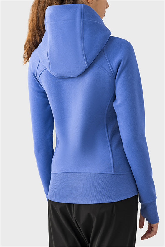 LC264635-P205-S, LC264635-P205-M, LC264635-P205-L, LC264635-P205-XL, Sky Blue Thick Warm Hooded Sport Coat