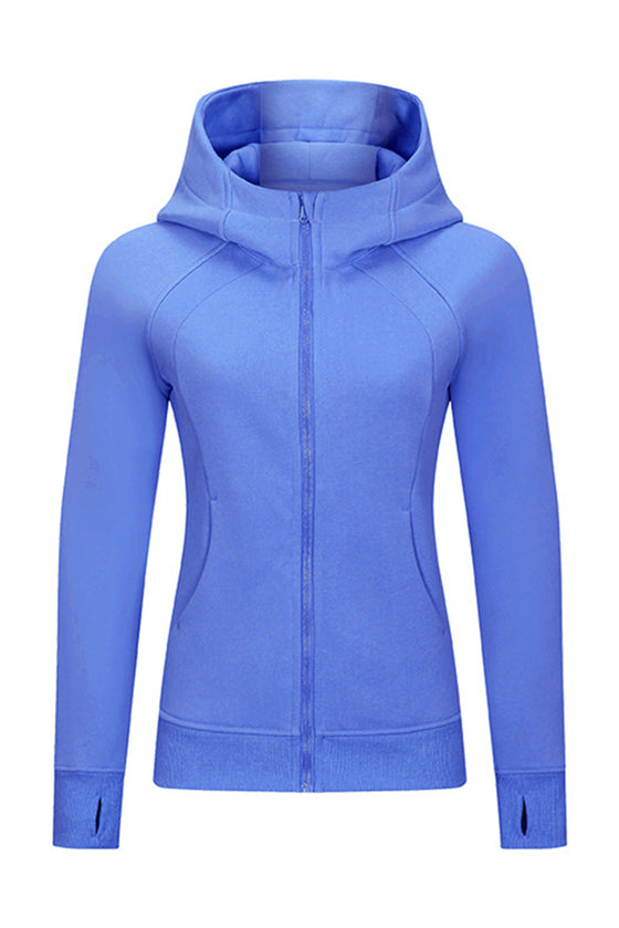 LC264635-P205-S, LC264635-P205-M, LC264635-P205-L, LC264635-P205-XL, Sky Blue Thick Warm Hooded Sport Coat