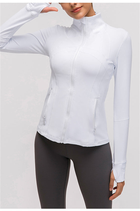 LC264634-P1-S, LC264634-P1-M, LC264634-P1-L, LC264634-P1-XL, White Yoga Sports Long Sleeve Top Jacket
