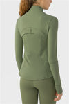 LC264634-P609-S, LC264634-P609-M, LC264634-P609-L, LC264634-P609-XL, Jungle Green Yoga Sports Long Sleeve Top Jacket