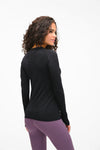 PACK264631-P2-1, Black Slim Thumbhole Sleeve Textured Detail Gym Top