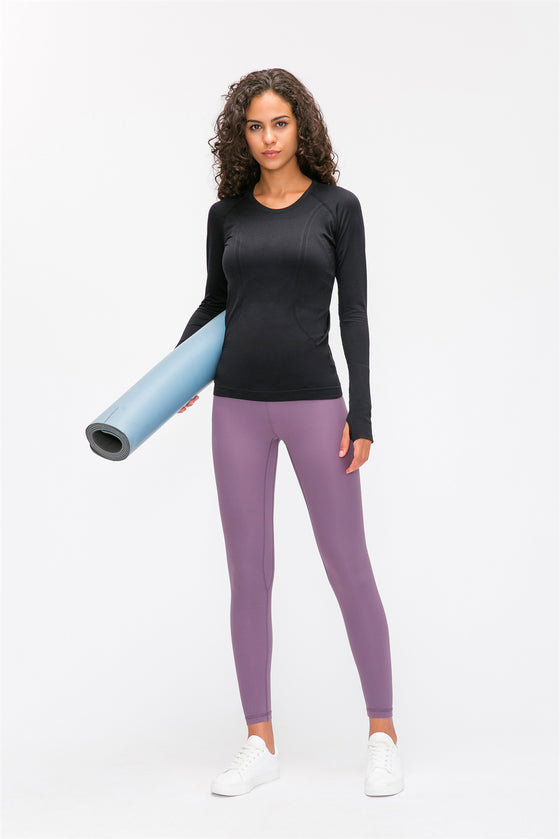 PACK264631-P2-1, Black Slim Thumbhole Sleeve Textured Detail Gym Top