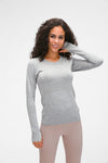 PACK264631-P1011-1, Light Grey Slim Thumbhole Sleeve Textured Detail Gym Top