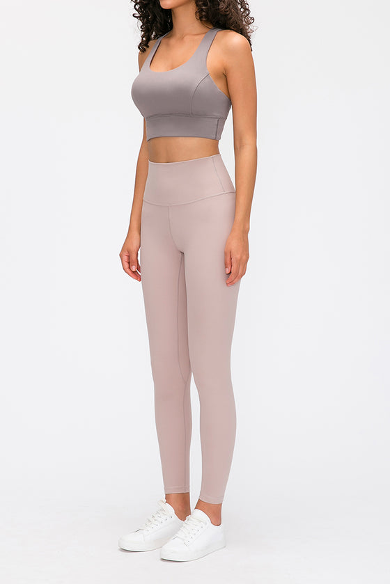 LC265435-P1010-S, LC265435-P1010-M, LC265435-P1010-L, LC265435-P1010-XL, Light Pink High-waisted Running Sports Fitness Pants