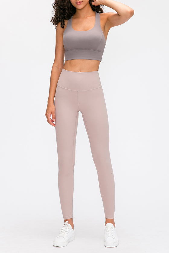 LC265435-P1010-S, LC265435-P1010-M, LC265435-P1010-L, LC265435-P1010-XL, Light Pink High-waisted Running Sports Fitness Pants