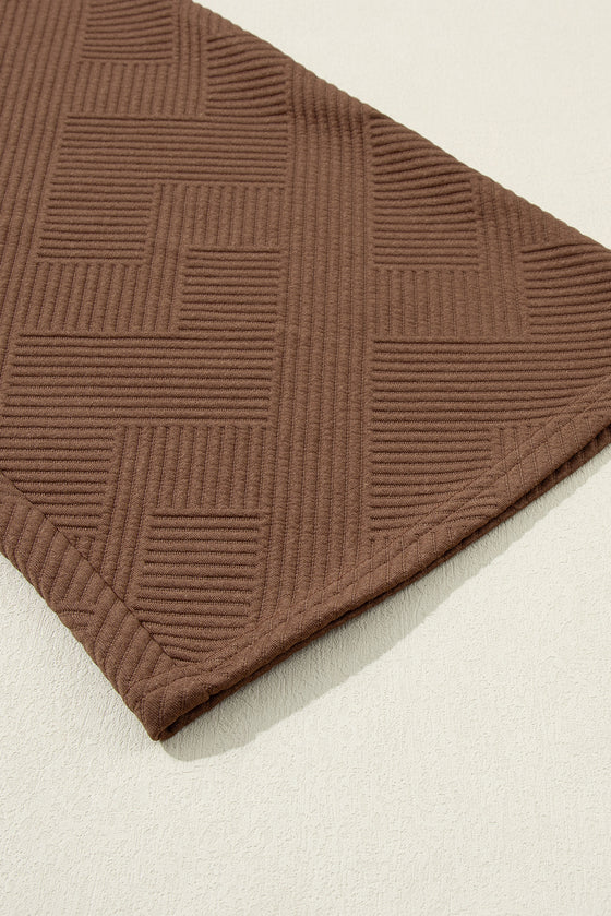 PACK625447-P1622-1, Multicolor Colorblock Textured Tee Cropped Wide Leg Pants Set