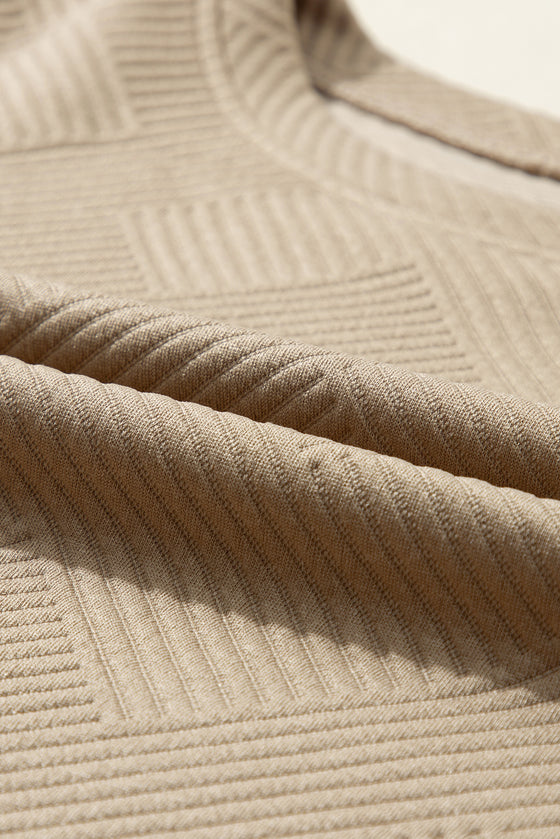 PACK625447-P1622-1, Multicolor Colorblock Textured Tee Cropped Wide Leg Pants Set