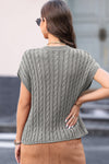 PACK2724323-P11-2, Gray Crew Neck Cable Knit Short Sleeve Sweater