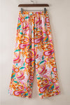 PACK7711657-14-1, Orange Floral Print Wide Leg Pants