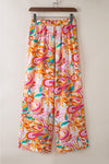 PACK7711657-14-1, Orange Floral Print Wide Leg Pants