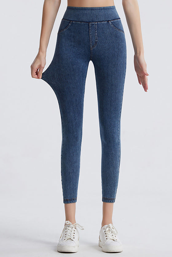 LC265437-P905-S, LC265437-P905-M, LC265437-P905-L, LC265437-P905-XL, Sail Blue Vintage Wash Pocketed Athleisure Jeggings