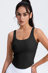 LC264636-P2-S, LC264636-P2-M, LC264636-P2-L, LC264636-P2-XL, Black Cropped Active One Piece Yoga Top