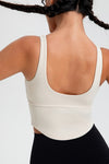 LC264636-P15-S, LC264636-P15-M, LC264636-P15-L, LC264636-P15-XL, Beige Cropped Active One Piece Yoga Top