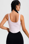 LC264636-P1010-S, LC264636-P1010-M, LC264636-P1010-L, LC264636-P1010-XL, Light Pink Cropped Active One Piece Yoga Top