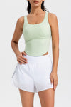 LC264636-P2009-S, LC264636-P2009-M, LC264636-P2009-L, LC264636-P2009-XL, Meadow Mist Green Cropped Active One Piece Yoga Top
