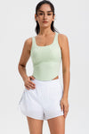 LC264636-P2009-S, LC264636-P2009-M, LC264636-P2009-L, LC264636-P2009-XL, Meadow Mist Green Cropped Active One Piece Yoga Top