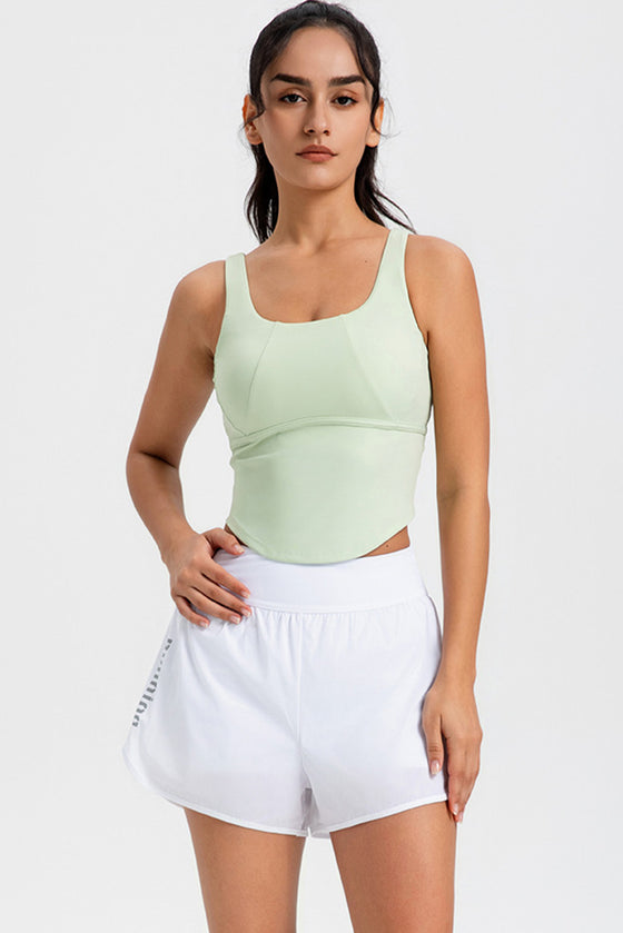 LC264636-P2009-S, LC264636-P2009-M, LC264636-P2009-L, LC264636-P2009-XL, Meadow Mist Green Cropped Active One Piece Yoga Top