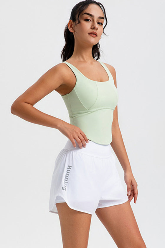 LC264636-P2009-S, LC264636-P2009-M, LC264636-P2009-L, LC264636-P2009-XL, Meadow Mist Green Cropped Active One Piece Yoga Top