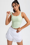 LC264636-P2009-S, LC264636-P2009-M, LC264636-P2009-L, LC264636-P2009-XL, Meadow Mist Green Cropped Active One Piece Yoga Top